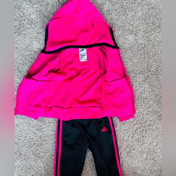 Adidas toddler tracksuit activewear jogger set pink and black 2 pieces size 2t - Picture 10 of 10